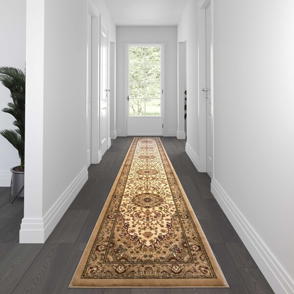 Flash Furniture Ivory 3' x 20' Traditional Persian Style Area Rug NR-RGB401-320-IV-GG - main